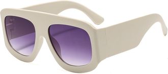 Generic Square Large Frame Mens Sunglasses Outdoor Commuter Womens Sun Glasses(White)