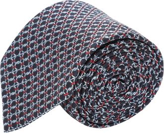Ferragamo Gancini Geometrische Zijden Jacquard Das - Heren - Stropdassen - Blauw - ONE Size - Accessoires
