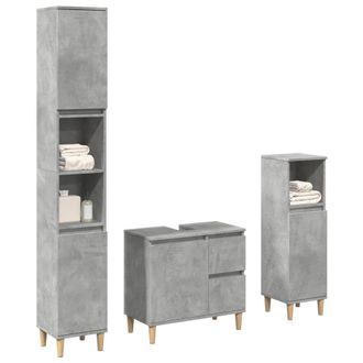Berkfield Home 3 Piece Bathroom Furniture Set Concrete Grey Engineered Wood
