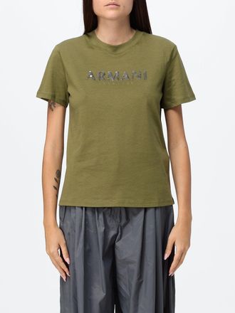 A|X Armani Exchange T-shirt in cotone con logo di paillettes