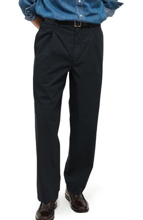 Alex Mill Georges Pleated Cotton Pants in Black at Nordstrom, Size Medium X