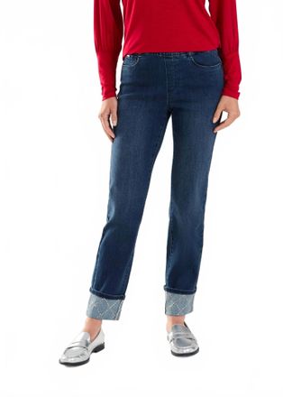 FDJ Pilar Pull-On Cuffed Straight Ankle Denim Jeans In Dark Vintage