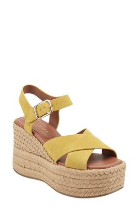 Marc Fisher Pasion Espadrille Ankle Strap Platform Wedge Sandal in Yellow at Nordstrom, Size 9.5