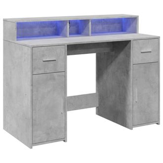 Berkfield Home Soft Desk with LED Lights Concrete Grey 120x55x91 cm Engineered Wood | Size: 120 x 55 x 91 cm