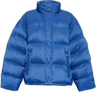 Balenciaga Jassen, Heren, Blauw, XS, Puffer Jacket met opstaande kraag