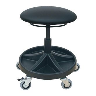 OEM Taburetes Giratorios Con Ruedas Tapizado En Polipiel Negra Alta Regulaci&oacute;n