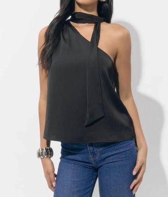 Adelyn Rae Lisette Scarf Top In Black
