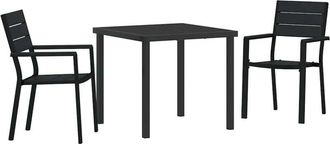 vidaXL Garden Dining Set 3 pcs Black Powder-Coated Steel vidaXL