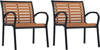 vidaXL Garden Chairs 2 pcs Steel and WPC Black and Brown vidaXL