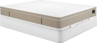 Vente-Unique Conjunto 180 x 200 cm somier con arc&oacute;n blanco + colch&oacute;n h&iacute;brido muelles ensacados 7 zonas y gel viscoel&aacute;stico 28 cm de grosor - CIREVA de YSM&Eacute;E