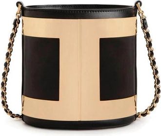 Elisabetta Franchi Bucket Bag met Logo - Dames - Schoudertassen - Zwart - ONE Size - Leer - Tassen
