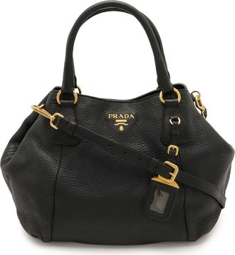 Prada Black Nero Leather Shoulder Bag Tote Bag (Pre-Owned)
