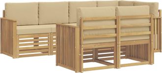 vidaXL Conjunto De Sof&aacute;s De Exterior 7 Uds. Y Beige Poli&eacute;ster Vidaxl
