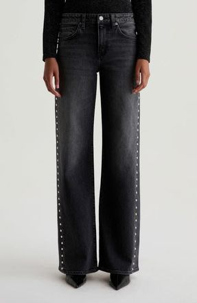 AG - Adriano Goldschmied Adria Stud Wide Leg Jeans in Immensity at Nordstrom, Size 25