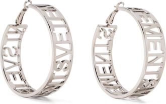 VETEMENTS logo lettering-detail hoop earrings - men - Brass - One Size - Silver