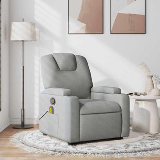 vidaXL Poltrona Massaggiante Reclinabile Grigio Chiaro In Tessuto - Vidaxl