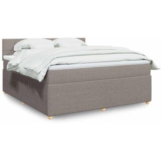 vidaXL Cama Box Spring Con Colch&oacute;n Tela Gris Taupe 180x200 Cm