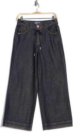 Democracy Cinch Waist Raw Ankle Wide Leg Jeans in Indigo at Nordstrom Rack, Size 8P
