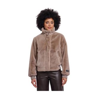 Rino&Pelle Ambra Korte Nepbont Jas - Dames - Jassen - Beige - Maat: L Leer