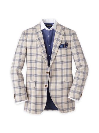 Paul Fredrick Wool Blend Plaid Single Breasted Notch Lapel Sport Coat