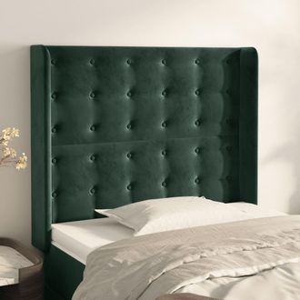 vidaXL Cabecero Con Orejas De Terciopelo Verde Oscuro 83x16x118/128 Cm Vidaxl