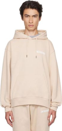 Jacquemus Mens Le Sweatshirt Hoodie in Beige Cotton - Size X-Large