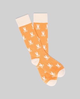 Psycho Bunny Mens All Over Bunny Dress Sock 805 PAPAYA / O/S