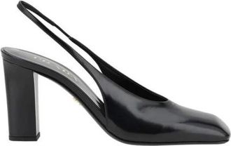 Prada Vierkante Neus Leren Hakken - Dames - Pumps - Zwart - 37 1/2 EU - Leer - Schoenen