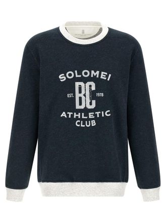 Brunello Cucinelli Blue Cotton And Linen Sweatshirt