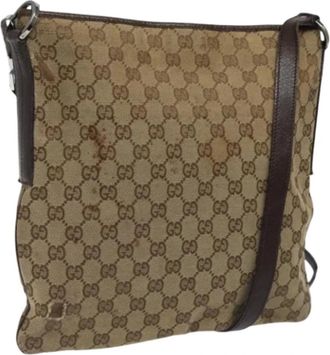 Gucci Pre-owned Canvas gucci-bags - Dames - Vintage Schoudertas - Beige - ONE Size - Leer - Vintage
