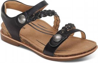 Aetrex Womens Jenn Quarter Strap Sandal In Black