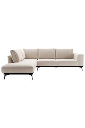 MID.YOU Mid.you Ecksofa, Creme, Holz, Textil, F&uuml;llung: Polyurethan (Pur), Silikon, Ottomane links, L-Form, 293x200 cm, Made in EU, Wohnzimmer, Sofas & Couches