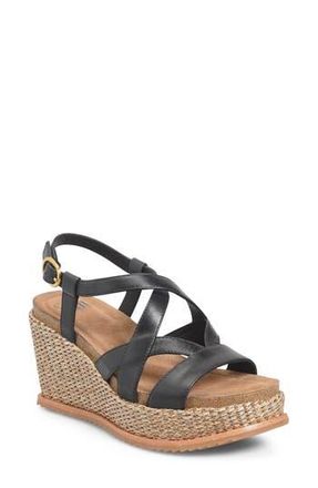 S&ouml;fft Devyn Slingback Espadrille Platform Wedge Sandal in Black at Nordstrom Rack, Size 11