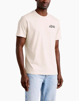 Armani Mens Armani Exchange Mens T-Shirts Cotton Tee - Cream - Size: 46