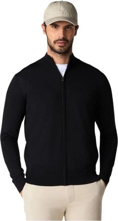 Brooks Brothers Merino Wol Trui met Volledige Rits - Heren - Vesten - Zwart - 2XL - Wol - Truien & Vesten