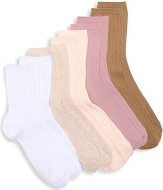 Nordstrom Rack 5-Pack Dressy Rib Quarter Socks in Dusty Pink Beige Multi at Nordstrom Rack, Size 9/11