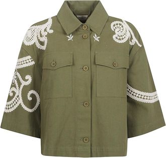 Max Mara Como Shirt - Dames - Overhemden - Groen - XS - Katoen - Overhemden