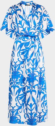 Emanuel Ungaro Floral-Print Surplice Midi Dress