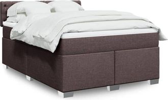 vidaXL Vidaxl - Cama Box Spring Con Colch&oacute;n Tela Marr&oacute;n Oscuro 160x200 Cm