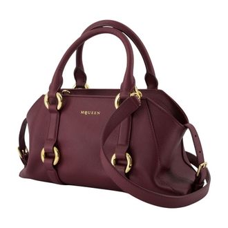 Alexander McQueen Womens Farringdon Top Handle Bag Burgundy Calfskin