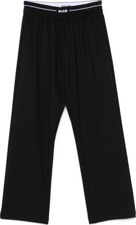 Msgm Pantalon met logo tailleband - Zwart