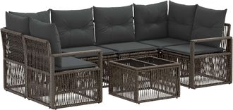 vidaXL Conjunto De Sof&aacute;s De Jard&iacute;n 7 Uds. Gris Rat&aacute;n Sint&eacute;tico Vidaxl