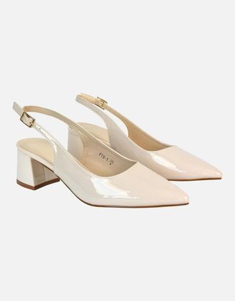 XY London Womens XY London Womens/Ladies Becky Patent Leather Sling Back Court Pumps - Cream - Size: 3