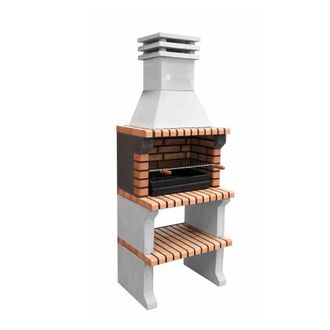 Movelar Barbacoa De Obra Prefabricada De Le&ntilde;a Y Carb&oacute;n Modelo Liz Xl (gris, Naranja - 76 X 58 X 210 Cm) Ref: 3412/4 - Cocina De Exterior Compacta Para Jard&iacute;n,