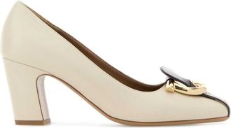 Ferragamo White Slip On Pumps