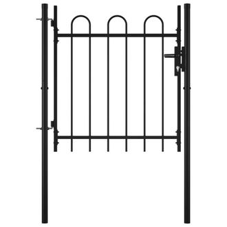 Berkfield Home Single Door Fence Gate with Hoop Top 100 x 75 cm in Black