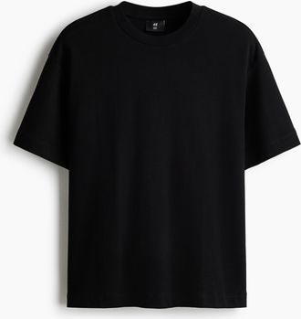 H&M Interlock-T-Shirt in Loose Fit - Schwarz