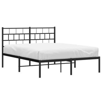 Berkfield Home Metal Bed Frame with Headboard Black 135x190 cm Double