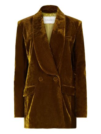 Nina Ricci velvet double-breasted blazer - Brown