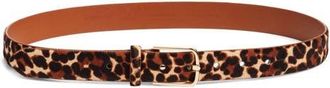 Nordstrom Yvette Genuine Calf Hair Belt in Leopard- Gold at Nordstrom, Size X-Small